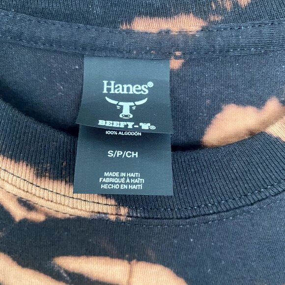 Custom Bleach Tie Dye Hanes Unisex Small Black Pocket Short Sleeve Tee T-Shirt - Picture 4 of 7